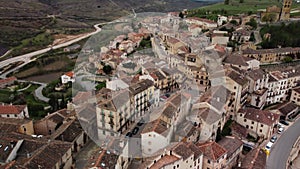 Aerial view of Sepulveda, an old medieval town in Segovia province, Spain.