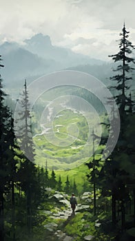 Delicate Whistlerian Forest Painting In 2d Game Art Style photo