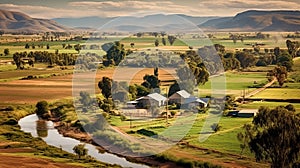 Spectacular Australian Landscape: A Farm And River In The Countryside photo
