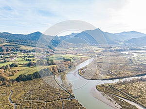 Aerial view of serpentine marsh