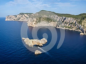 Aerial view of Ses Margalides, Ibiza. Spain.
