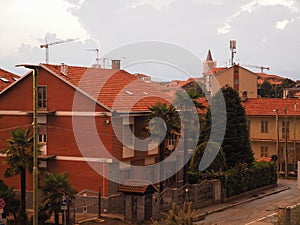 Aerial view of Settimo Torinese at sunset