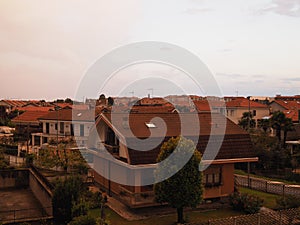 Aerial view of Settimo Torinese at sunset