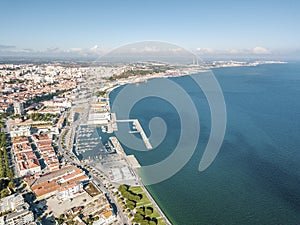 Aerial view of Setubal city by Atlantic Ocean, Portugal photo