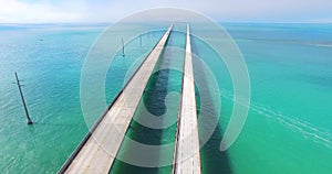 Aerial view Seven Mile bridge.Florida Keys.