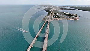 Aerial view of Seven Mile Bridge on the way to Key West, Florida Keys, USA