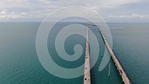 Aerial view of Seven Mile Bridge on the way to Key West, Florida Keys, USA