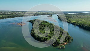 Aerial view from several  smalls islands on  Panama river