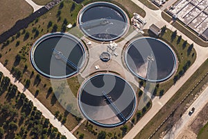 Aerial view of sewage treatment plant