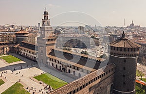 Aerial view of Sforzesco Castle