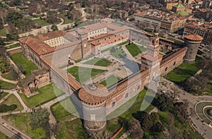 Aerial view of Sforzesco Castle