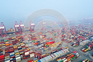 Aerial view of shanghai container port photo