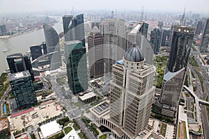 Aerial view at Shanghai skyscraper, China