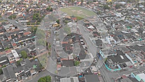 Aerial view of shanty town in rio de janeiro brazil