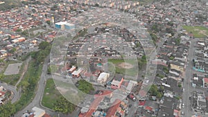 Aerial view of shanty town in rio de janeiro brazil