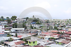 Aerial view of shanty towns in Panama City, Panama photo