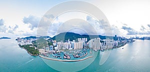 Aerial view of Shau Kei Wan, East side of Hong Kong, daytime