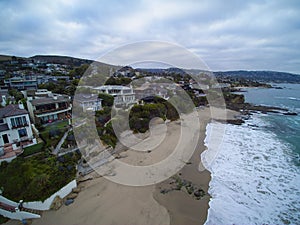 Aerial view of Shaws Cove, Laguna Beach, California.