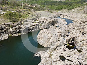 Aerial view of Sheytan Dere Shaitan River Canyon, Bulgaria