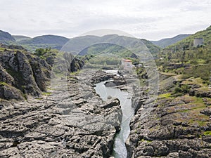 Aerial view of Sheytan Dere Shaitan River Canyon, Bulgaria