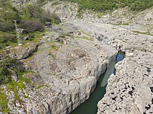 Aerial view of Sheytan Dere Shaitan River Canyon, Bulgaria