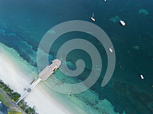 Aerial view of Shoal Bay Jetty Port Stephens