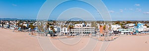 Aerial view of the shoreline in Venice Beach, CA