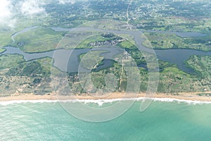 Aerial view of the shores of Cotonou, Benin