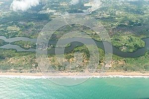 Aerial view of the shores of Cotonou, Benin