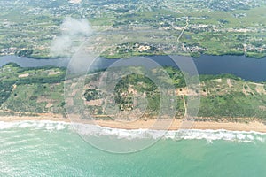 Aerial view of the shores of Cotonou, Benin