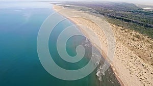 aerial view shot of sea with drone nice beach