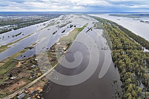 Aerial view of the Siberian river Irtysh