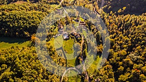 Aerial view of Sibillini mountains in Autumn