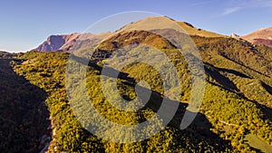 Aerial view of Sibillini mountains in Autumn photo