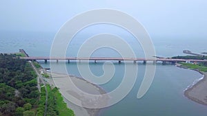 Aerial view of Sicao bridge in Taijiang National Park