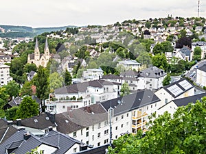 Aerial view of Siegen, city in Germany photo