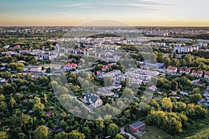 Aerial view of Siekierki housing estate in Warsaw, Poland