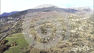 Aerial view of the Sierra de Madrid, located in the northern area