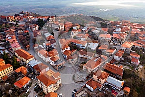 Aerial view on Signagi and Alazani valley, Georgia. Sighnaghi of love in Georgia