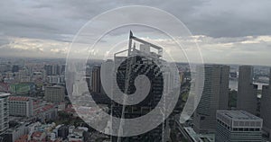 Aerial view of Singapore during cloudy day