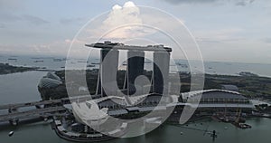 Aerial view of Singapore during cloudy day