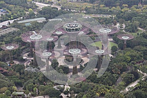 Aerial view of Singapore Flower Dome from Skypark observation deck atop Marina Bay Sands - Singapore skyline - Singapore tourism