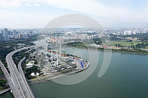Aerial view of Singapore Flyer