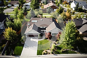 Aerial view of a single residential house