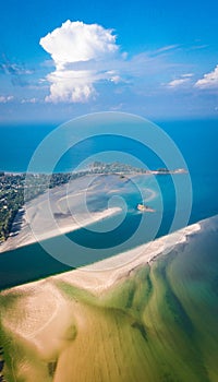 Aerial view of the Siri Lanta Bridge in koh Lanta, Krabi, Thailand