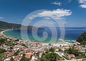 Aerial view skala potamias thassos, greece