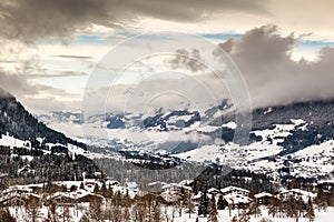 Aerial View on Ski Resort Megeve in French Alps