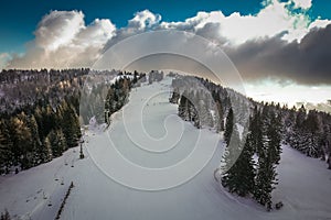 Letecký pohled z lyžařské středisko 