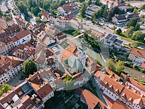 Aerial View of Skofja Loka Old Medieval Town, Slovenia