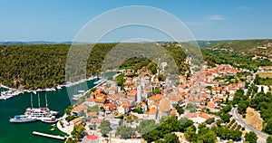 Aerial view about Skradin at the entrance to the Krka National Park